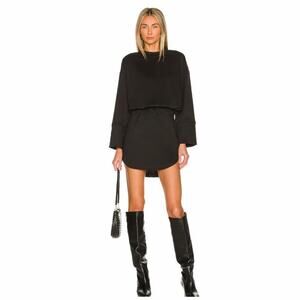 NWT Superdown Revolve Lana Sweatshirt Black Mini Dress